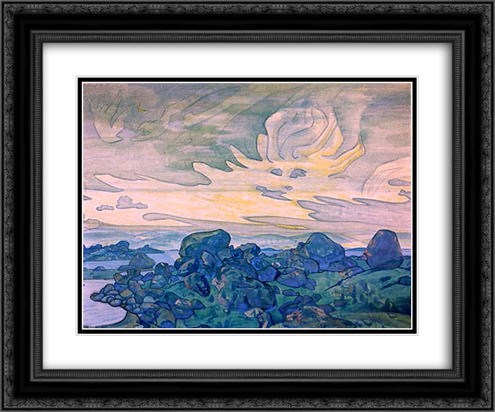 Way of giants 24x20 Black Ornate Wood Framed Art Print Poster with Double Matting by Roerich, Nicholas