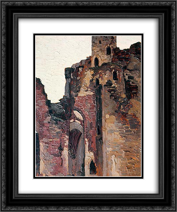 Wenden. Ruins of chapel. 20x24 Black Ornate Wood Framed Art Print Poster with Double Matting by Roerich, Nicholas