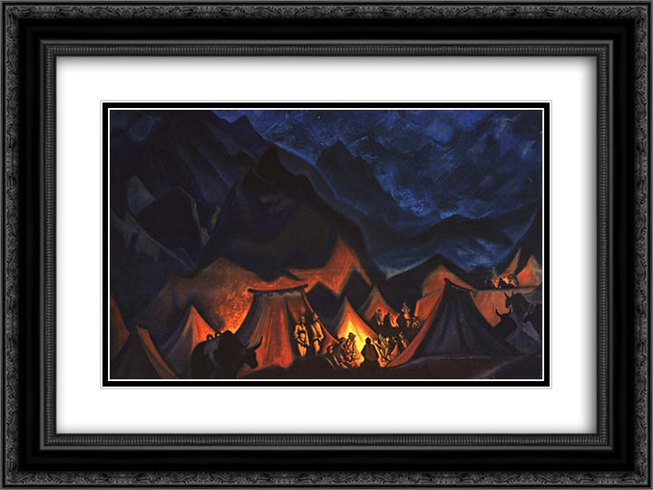 Whispers of desert 24x18 Black Ornate Wood Framed Art Print Poster with Double Matting by Roerich, Nicholas