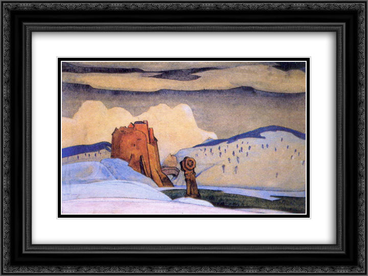 Winter 24x18 Black Ornate Wood Framed Art Print Poster with Double Matting by Roerich, Nicholas
