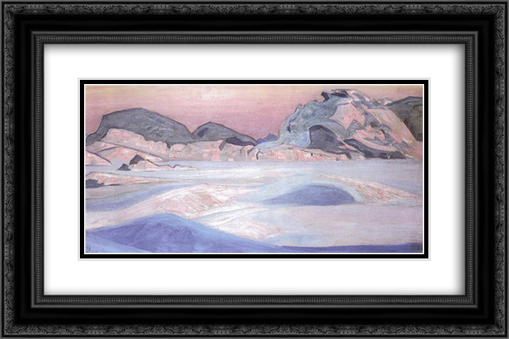 Winter landscape 24x16 Black Ornate Wood Framed Art Print Poster with Double Matting by Roerich, Nicholas