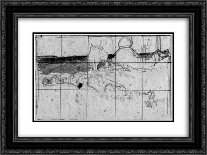 Wolves 24x18 Black Ornate Wood Framed Art Print Poster with Double Matting by Roerich, Nicholas
