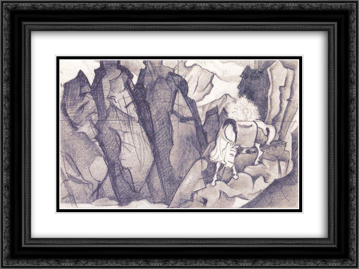 World's Treasure 24x18 Black Ornate Wood Framed Art Print Poster with Double Matting by Roerich, Nicholas