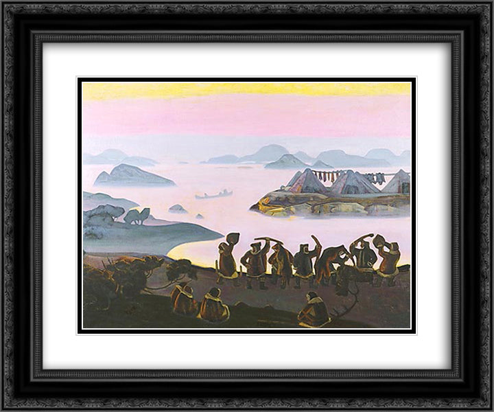 Yarilin calls 24x20 Black Ornate Wood Framed Art Print Poster with Double Matting by Roerich, Nicholas