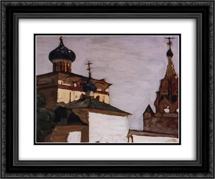 Yaroslavl. Church of Nativity. 24x20 Black Ornate Wood Framed Art Print Poster with Double Matting by Roerich, Nicholas