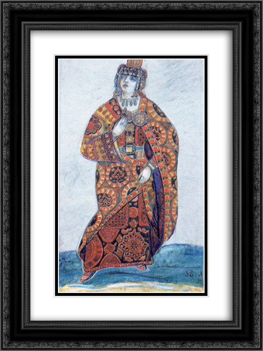 Yaroslavna 18x24 Black Ornate Wood Framed Art Print Poster with Double Matting by Roerich, Nicholas