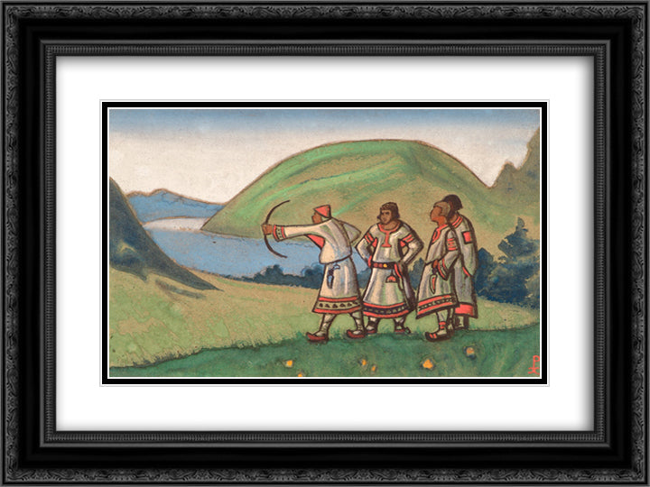 Young men 24x18 Black Ornate Wood Framed Art Print Poster with Double Matting by Roerich, Nicholas