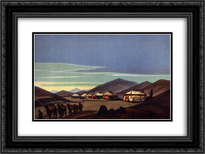 Yurtas 24x18 Black Ornate Wood Framed Art Print Poster with Double Matting by Roerich, Nicholas