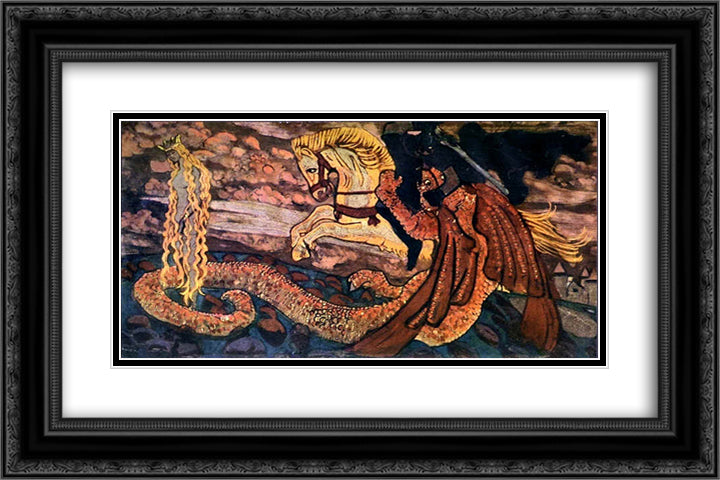 Zmievna 24x16 Black Ornate Wood Framed Art Print Poster with Double Matting by Roerich, Nicholas