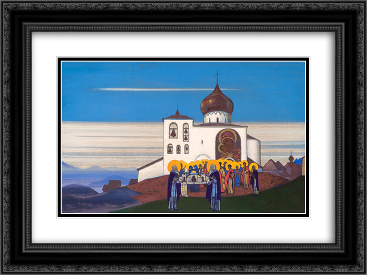 Zvenigorod 24x18 Black Ornate Wood Framed Art Print Poster with Double Matting by Roerich, Nicholas