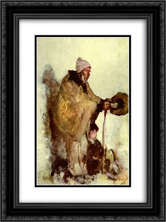 Breton beggar 18x24 Black Ornate Wood Framed Art Print Poster with Double Matting by Grigorescu, Nicolae