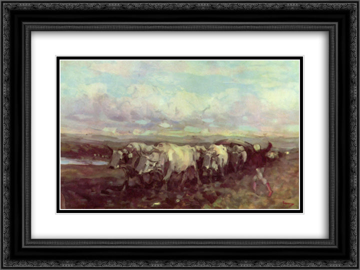 Hard road 24x18 Black Ornate Wood Framed Art Print Poster with Double Matting by Grigorescu, Nicolae