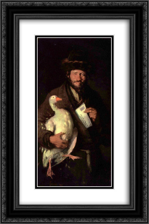 Jew with goose 16x24 Black Ornate Wood Framed Art Print Poster with Double Matting by Grigorescu, Nicolae