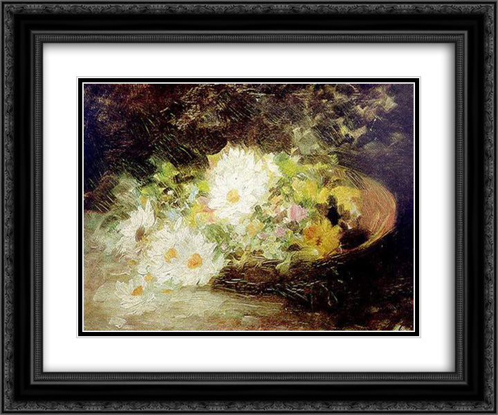 May Lillies 24x20 Black Ornate Wood Framed Art Print Poster with Double Matting by Grigorescu, Nicolae