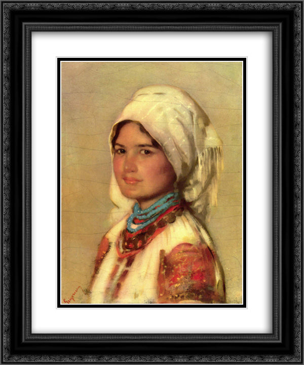 Peasant Woman from Muscel 20x24 Black Ornate Wood Framed Art Print Poster with Double Matting by Grigorescu, Nicolae