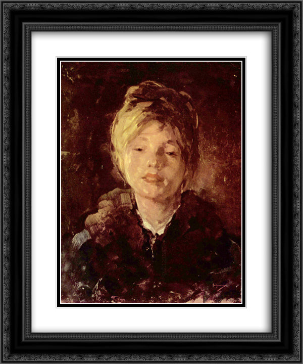 Portrait of a Girl 20x24 Black Ornate Wood Framed Art Print Poster with Double Matting by Grigorescu, Nicolae