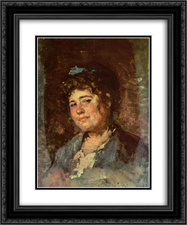Portrait of Alexandrina Filionescu 20x24 Black Ornate Wood Framed Art Print Poster with Double Matting by Grigorescu, Nicolae