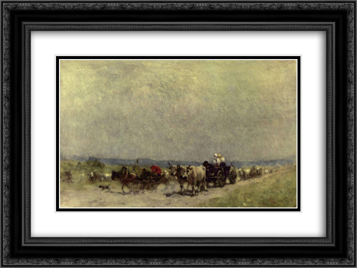 Returning from the fair 24x18 Black Ornate Wood Framed Art Print Poster with Double Matting by Grigorescu, Nicolae