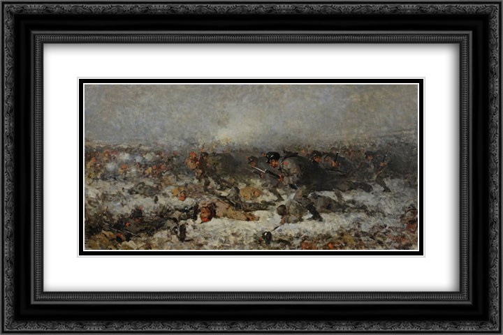 Smardan Attack 24x16 Black Ornate Wood Framed Art Print Poster with Double Matting by Grigorescu, Nicolae