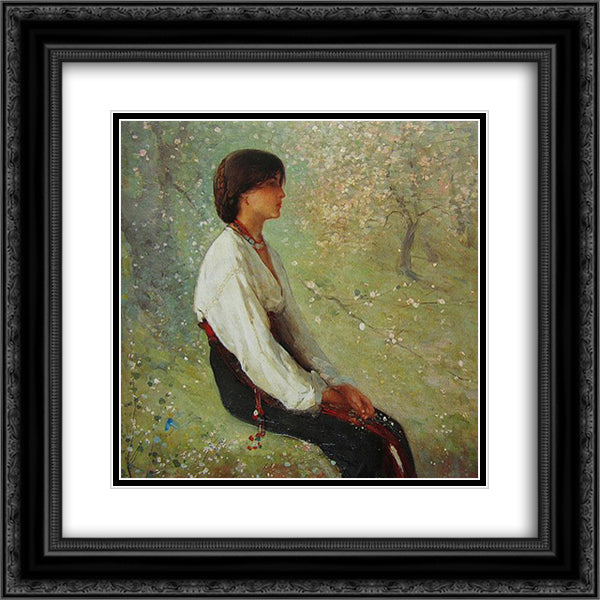 The Spring (Detail) 20x20 Black Ornate Wood Framed Art Print Poster with Double Matting by Grigorescu, Nicolae