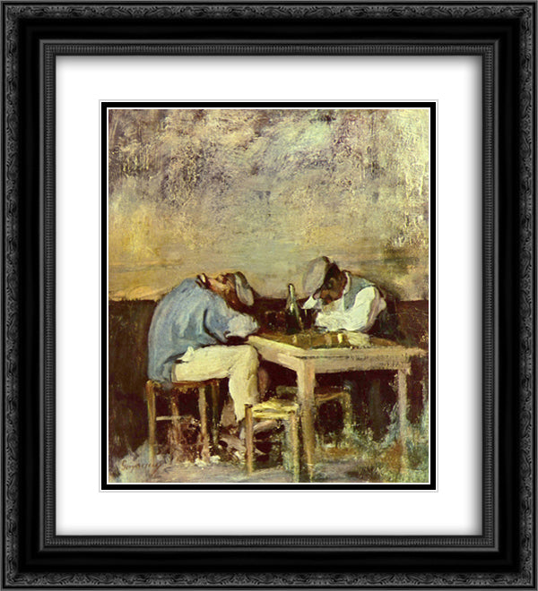 Two Drunks 20x22 Black Ornate Wood Framed Art Print Poster with Double Matting by Grigorescu, Nicolae