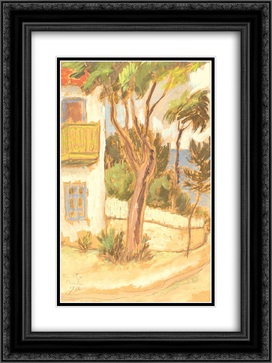 Balcic Corner 18x24 Black Ornate Wood Framed Art Print Poster with Double Matting by Tonitza, Nicolae