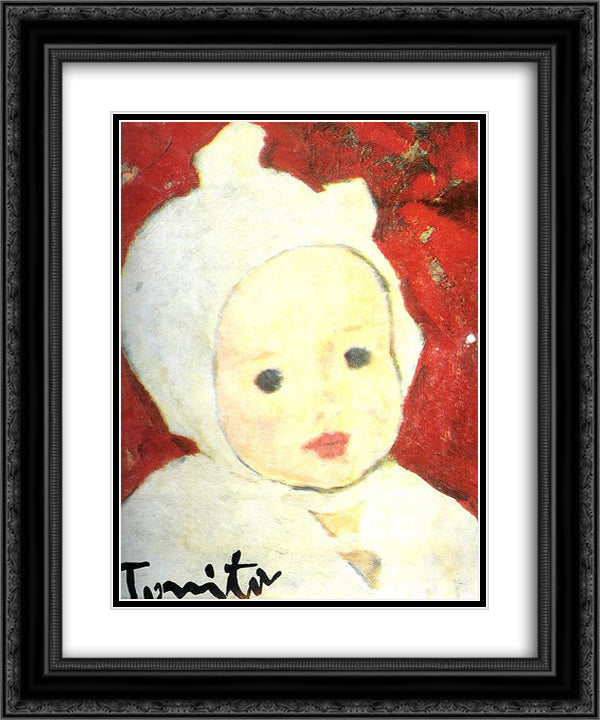 Child Portrait 20x24 Black Ornate Wood Framed Art Print Poster with Double Matting by Tonitza, Nicolae