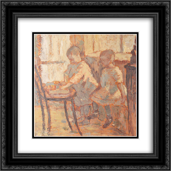 Childrens' Room 20x20 Black Ornate Wood Framed Art Print Poster with Double Matting by Tonitza, Nicolae