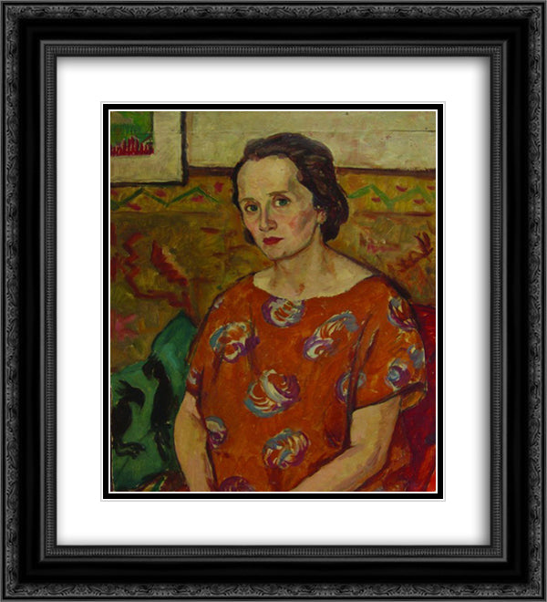 Ecaterina Tonitza 20x22 Black Ornate Wood Framed Art Print Poster with Double Matting by Tonitza, Nicolae