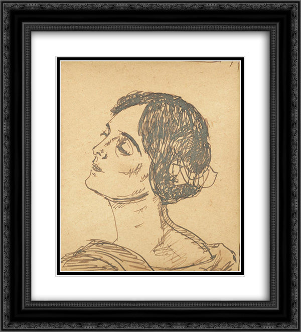 Ecaterina's Portrait (Wife of the Painter) 20x22 Black Ornate Wood Framed Art Print Poster with Double Matting by Tonitza, Nicolae