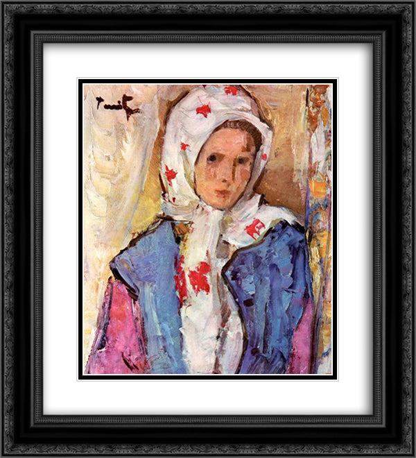 Girl 20x22 Black Ornate Wood Framed Art Print Poster with Double Matting by Tonitza, Nicolae