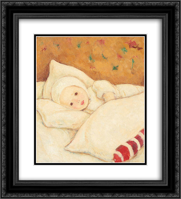 Girl in White 20x22 Black Ornate Wood Framed Art Print Poster with Double Matting by Tonitza, Nicolae