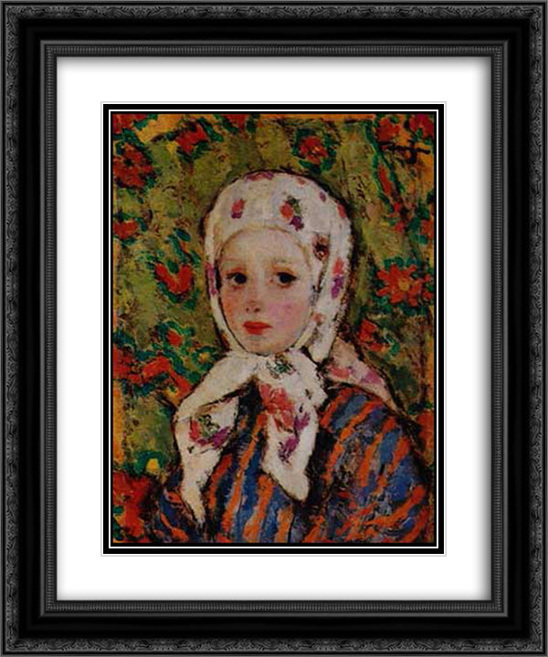 Katyusha the Lipovan Girl 20x24 Black Ornate Wood Framed Art Print Poster with Double Matting by Tonitza, Nicolae