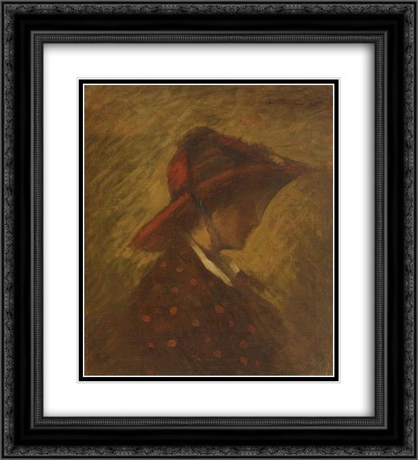 Lady with veil 20x22 Black Ornate Wood Framed Art Print Poster with Double Matting by Tonitza, Nicolae