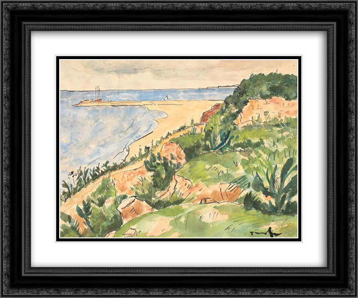 Mangalia Beach 24x20 Black Ornate Wood Framed Art Print Poster with Double Matting by Tonitza, Nicolae