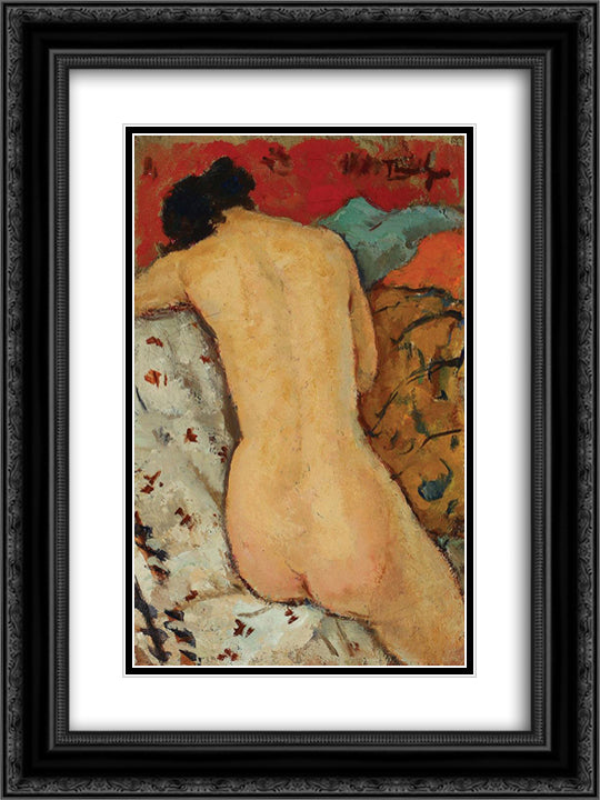Nude in the Thalamus 18x24 Black Ornate Wood Framed Art Print Poster with Double Matting by Tonitza, Nicolae
