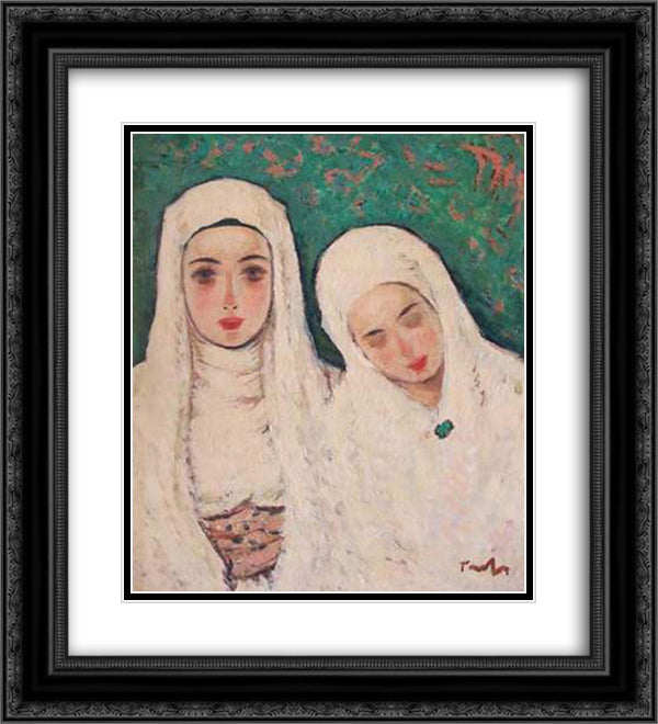 Nuns 20x22 Black Ornate Wood Framed Art Print Poster with Double Matting by Tonitza, Nicolae