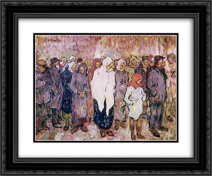 Queuing for Bread 24x20 Black Ornate Wood Framed Art Print Poster with Double Matting by Tonitza, Nicolae