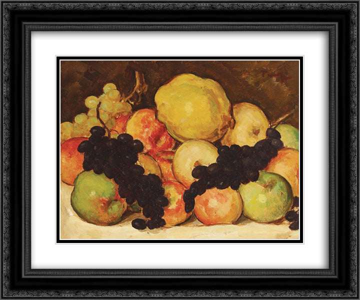 Still Life with Fruit 24x20 Black Ornate Wood Framed Art Print Poster with Double Matting by Tonitza, Nicolae