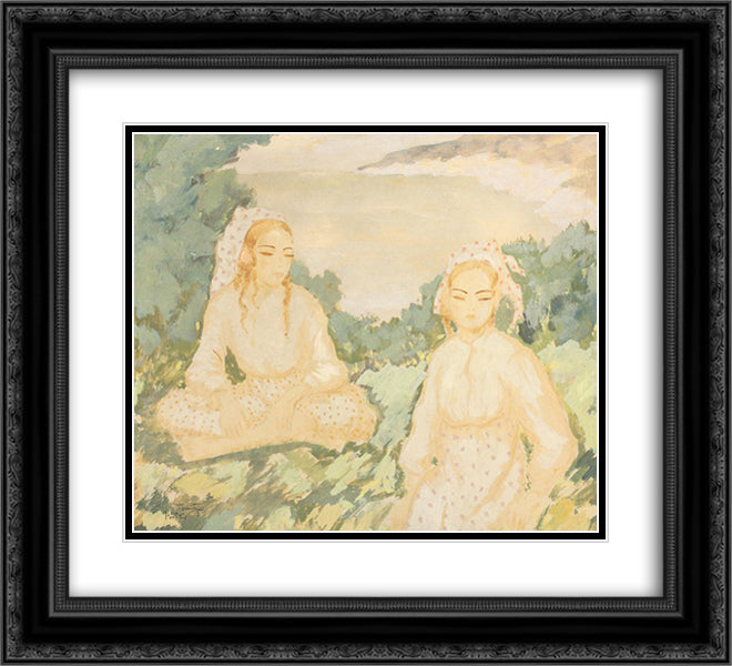 Turk Women in Balcic 22x20 Black Ornate Wood Framed Art Print Poster with Double Matting by Tonitza, Nicolae