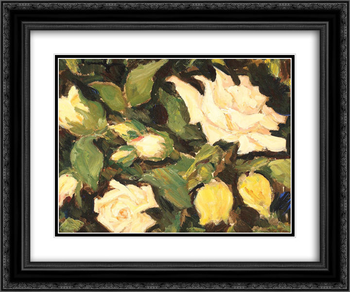 Wild Roses 24x20 Black Ornate Wood Framed Art Print Poster with Double Matting by Tonitza, Nicolae
