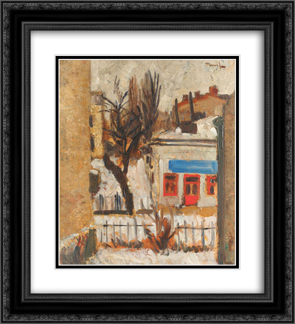 Winter Landscape 20x22 Black Ornate Wood Framed Art Print Poster with Double Matting by Tonitza, Nicolae