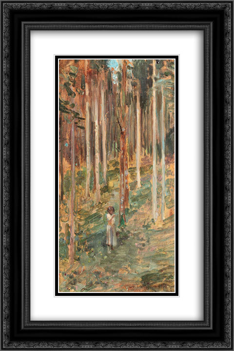 Birch Wood 16x24 Black Ornate Wood Framed Art Print Poster with Double Matting by Vermont, Nicolae