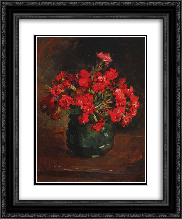 Carnations 20x24 Black Ornate Wood Framed Art Print Poster with Double Matting by Vermont, Nicolae