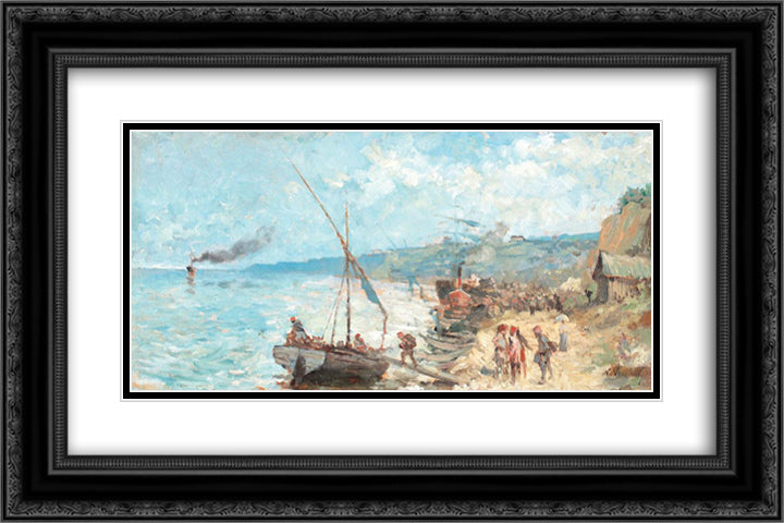 Departure Towards the Open Sea 24x16 Black Ornate Wood Framed Art Print Poster with Double Matting by Vermont, Nicolae
