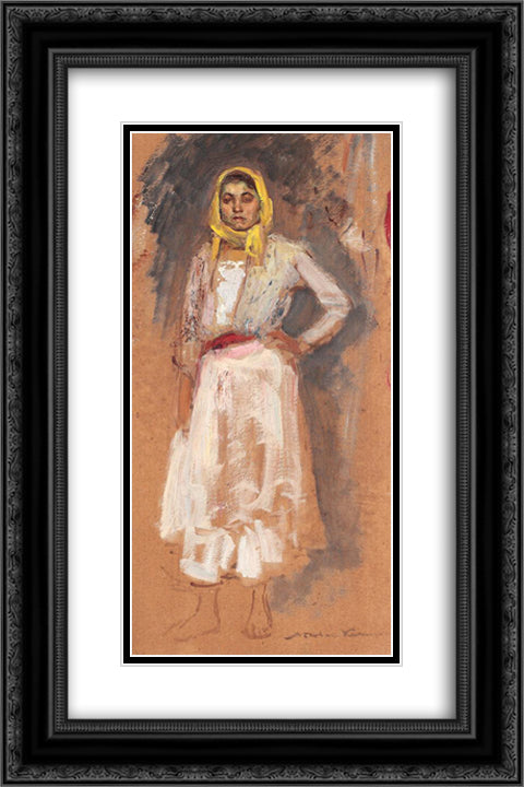 Gipsy Woman 16x24 Black Ornate Wood Framed Art Print Poster with Double Matting by Vermont, Nicolae