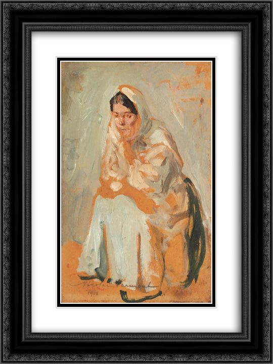Gypsy Woman (Study) 18x24 Black Ornate Wood Framed Art Print Poster with Double Matting by Vermont, Nicolae