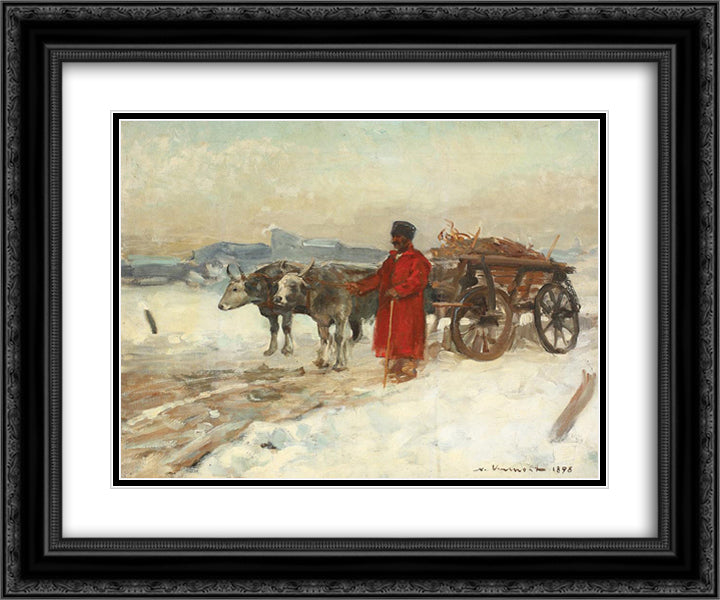 Halt 24x20 Black Ornate Wood Framed Art Print Poster with Double Matting by Vermont, Nicolae