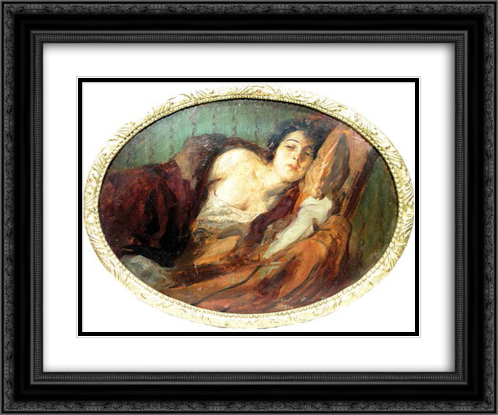 Reverie 24x20 Black Ornate Wood Framed Art Print Poster with Double Matting by Vermont, Nicolae