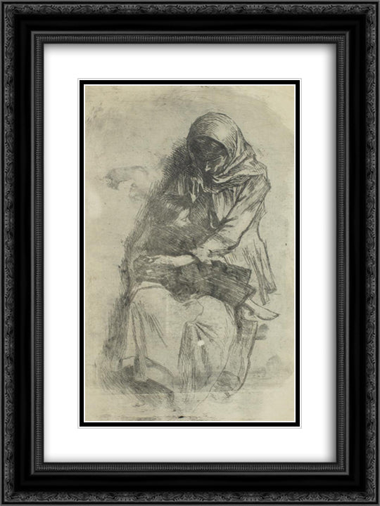 The Emigrants 18x24 Black Ornate Wood Framed Art Print Poster with Double Matting by Vermont, Nicolae